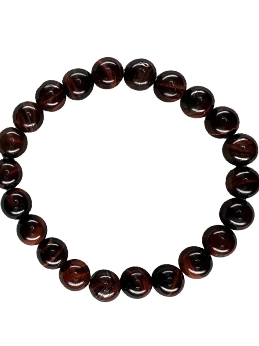 8mm Natural Red Tiger Eye Bead Bracelet Genuine Crystal Custom Size Chatoyant